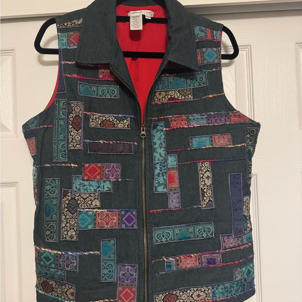 Coldwater Creek Multicolor Patchwork Vest
